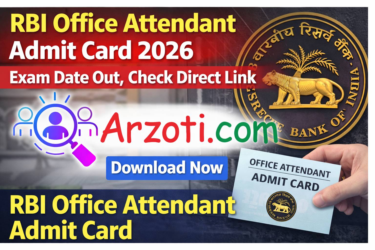 RBI Office Attendant Admit Card 2026: Exam Date Out, Check Direct Link