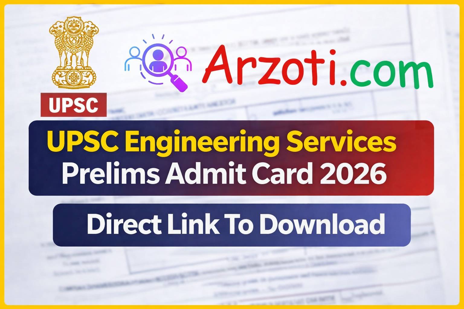 UPSC Engineering Services Prelims Admit Card 2026: Direct Link To Download